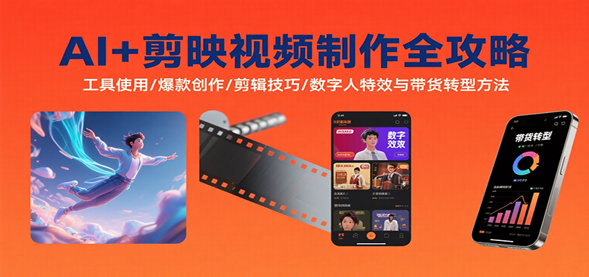 AI+剪映视频制作全攻略：工具使用/爆款创作/剪辑技巧/数字人特效与带货转型方法-悟空知识星球