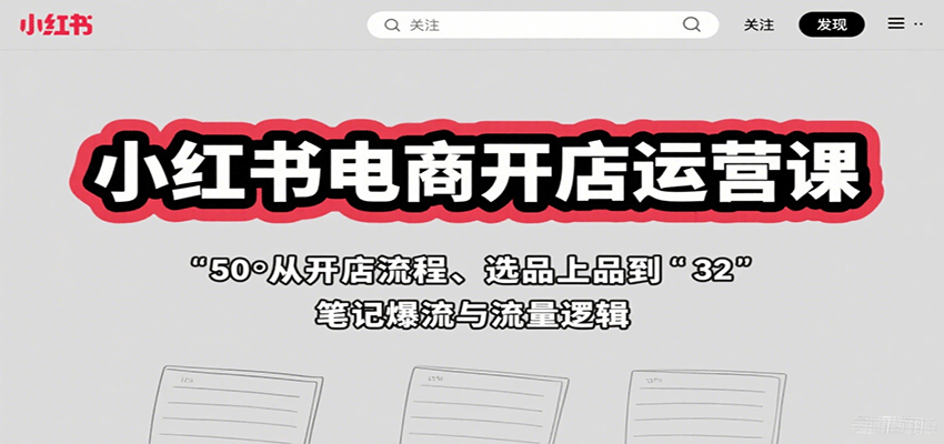 小红书电商开店运营课：从开店流程、选品上品到笔记爆流与流量逻辑-悟空知识星球
