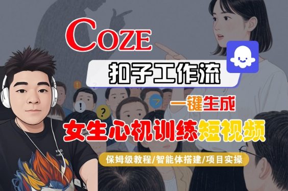 COZE扣子工作流一键生成女生心机训练短视频，保姆级教程-智能体搭建-项目实操-悟空知识星球