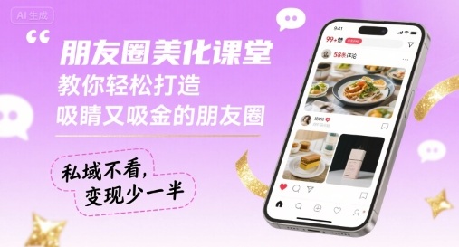朋友圈美化课堂，教你轻松打造，吸睛又吸金的朋友圈，私域不看，变现少一半-悟空知识星球
