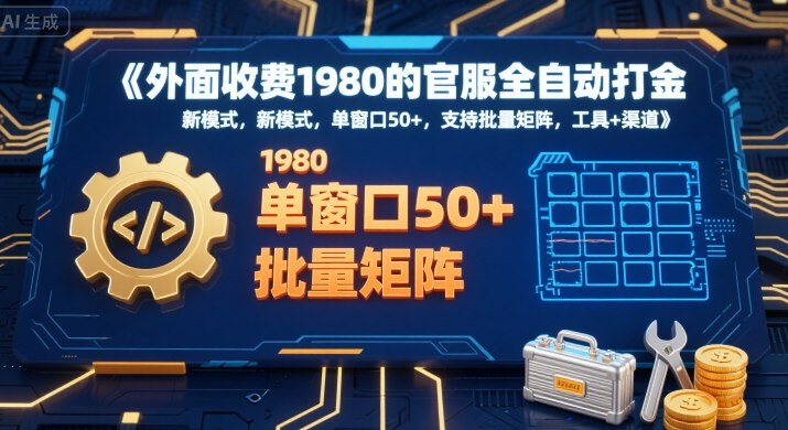 外面收费1980的官服全自动打金，新模式，单窗口50+，支持批量矩阵，工具+渠道【揭秘】-悟空知识星球