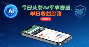 今日头条AI军事赛道，单日收益多张 ，手机可做【附指令】-悟空知识星球