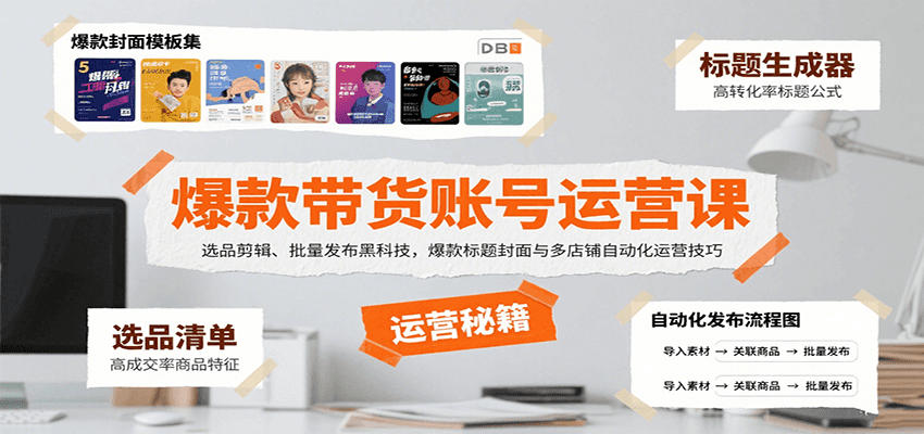 爆款带货账号运营课：选品剪辑、批量发布黑科技，爆款标题封面与多店铺自动化运营技巧-悟空知识星球