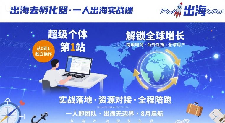 出海去孵化器，一人出海实战课，​超级个体第1站，解锁全球增长-悟空知识星球