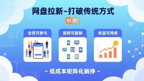 网盘拉新-打破传统方式，低成本矩阵化躺挣，全民可参与、矩阵可复制、收益可持续【揭秘】-悟空知识星球