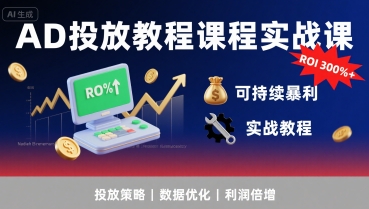 AD投放教程课程实战课，实现广告ROI300%+可持续暴利-悟空知识星球