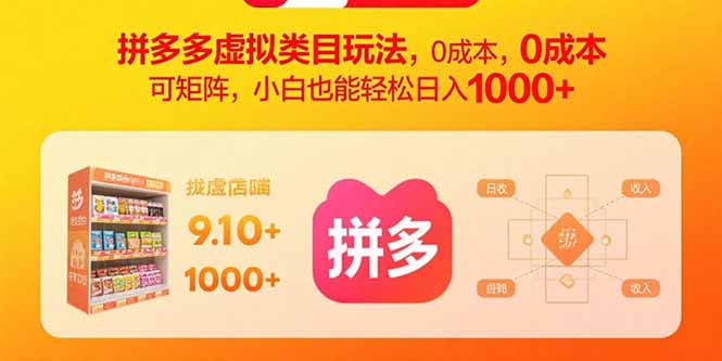 （15943期）拼多多虚拟类目玩法，0成本，可矩阵，小白也能轻松日入1000+-悟空知识星球