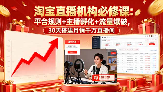 （16087期）淘宝直播机构必修课：平台规则/主播孵化/流量爆破,30天搭建月销千万直播间-悟空知识星球