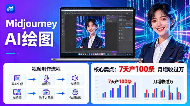 （16049期）AI绘图照片开口说话视频制作：Midjourney+数字人，7天产100条月增收过万-悟空知识星球
