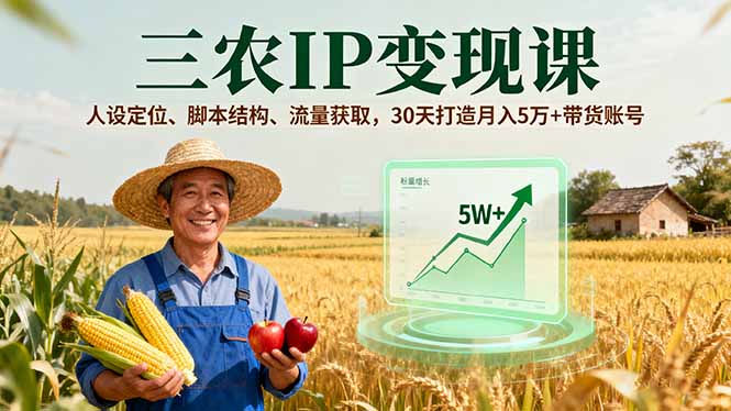 （16044期）三农IP变现课，人设定位、脚本结构、流量获取，30天打造月入5万+带货账号-悟空知识星球