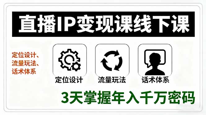 (16065期)直播IP变现课线下课,定位设计、流量玩法、话术体系,3天掌握年入千万密码-悟空知识星球