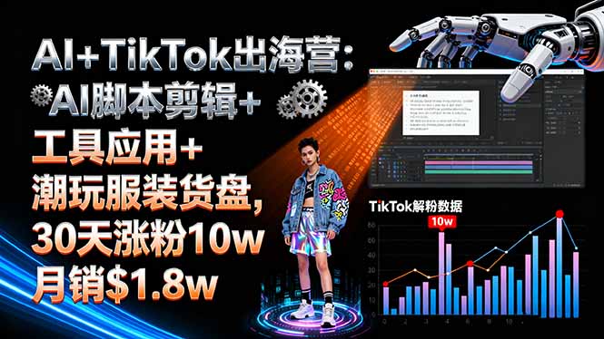 （16108期）AI+TikTok出海营:AI脚本剪辑+工具应用+潮玩服装货盘,30天涨粉10w月销$1.8w-悟空知识星球