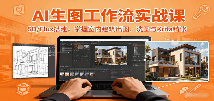 AI生图工作流实战课：SD/Flux搭建，掌握室内建筑出图、洗图与Krita精修-悟空知识星球