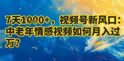 7天收益1k+，视频号新风口：中老年情感视频如何月入过W?-悟空知识星球
