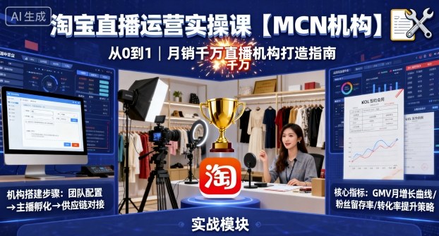 淘宝直播运营实操课【MCN机构】，从0到1做一家月销千W的直播机构-悟空知识星球
