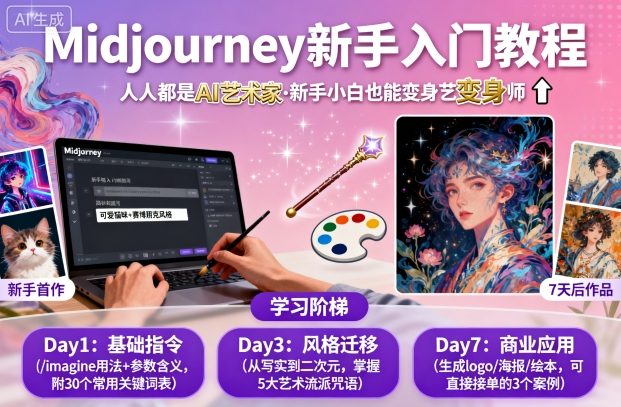 midjourney新手入门教程:人人都是AI艺术家,新手小白也能变身艺术大师-悟空知识星球