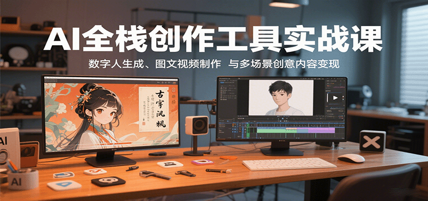 AI全栈创作工具实战课：数字人生成、图文视频制作与多场景创意内容变现-悟空知识星球