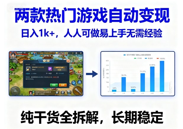 两款热门游戏自动变现，日入1k+，人人可做易上手无需经验，纯干货全拆解，长期稳定【揭秘】-悟空知识星球