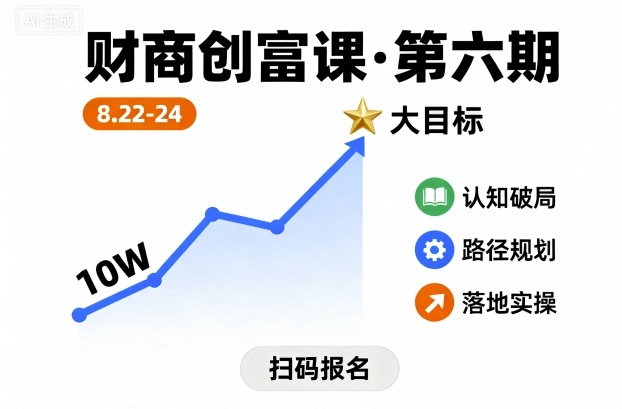 财商创富课第六期8月22-24号，如何从10W起步，一步步实现大目标-悟空知识星球