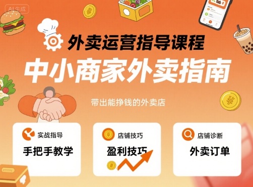 外卖运营指导课程，中小商家外卖指南，手把手带出能挣钱的外卖店-悟空知识星球