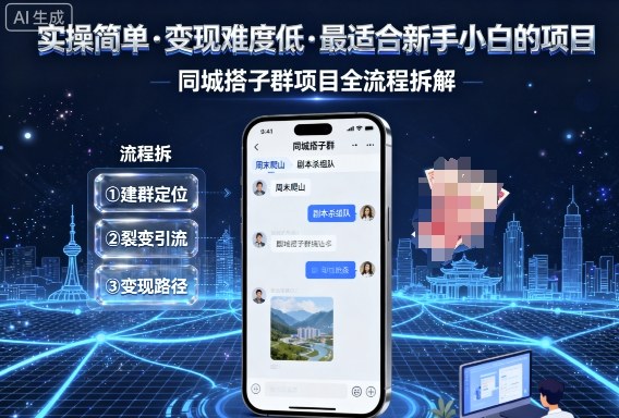 实操简单，变现难度低，最适合新手小白做的项目，每天轻松收入3张，同城搭子群项目全流程拆解-悟空知识星球