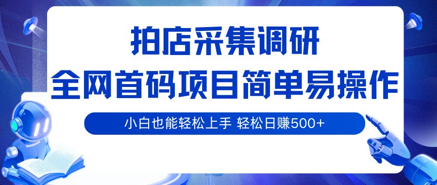 拍店采集调研，全网首码项目，简单易操作， 小白也能轻松上手，轻松日赚500+-悟空知识星球