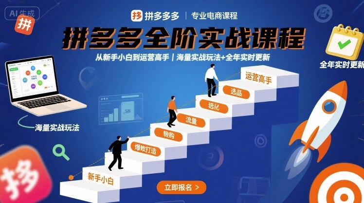 拼多多全阶实战课程,从新手小白到运营高手,海量实战玩法+全年实时更新【2025年9月更新】-悟空知识星球