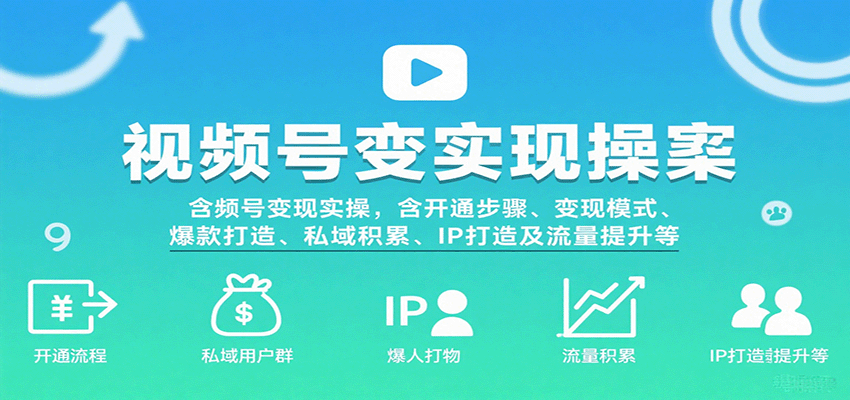视频号变现实操，含开通步骤、变现模式、爆款打造、私域积累、IP打造及流量提升等-悟空知识星球
