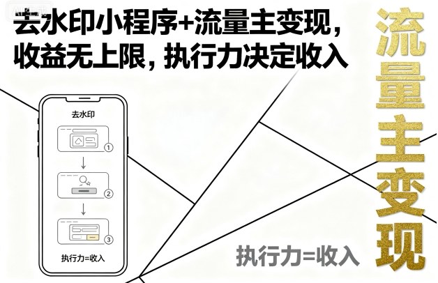 去水印小程序+流量主变现，收益无上限，执行力决定收入-悟空知识星球