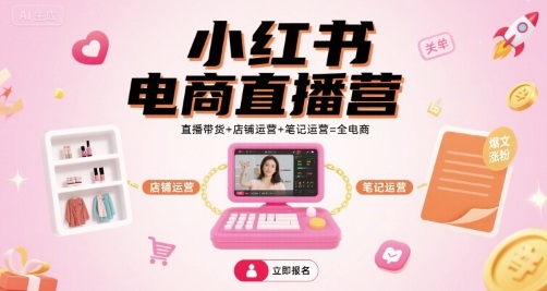 小红书电商直播营，直播带货+店铺运营+笔记运营=全电商-悟空知识星球