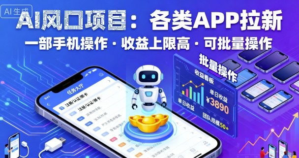 AI风口项目，各类APP拉新，一部手机就可以操作，收益上限高，可批量操作-悟空知识星球
