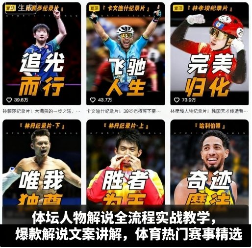 体坛人物解说全流程实战教学,爆款解说文案讲解,体育热门赛事精选-悟空知识星球