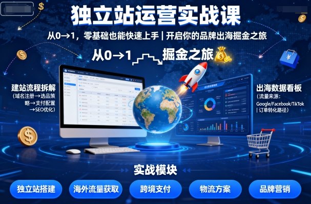 独立站运营实战课,从0到1,零基础也能快速上手,开启你的品牌出海掘金之旅-悟空知识星球