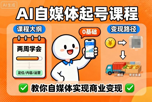 AI自媒体起号课程，0基础小白两周学会，教你自媒体实现商业变现-悟空知识星球