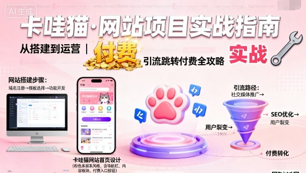 卡哇猫·网站项目,网站搭建与运营以及引流跳转付费-悟空知识星球