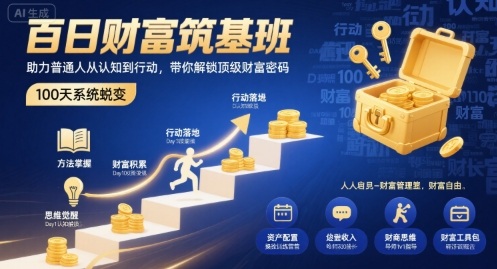 百日财富筑基班，助力普通人从认知到行动，带你解锁顶级财富密码-悟空知识星球