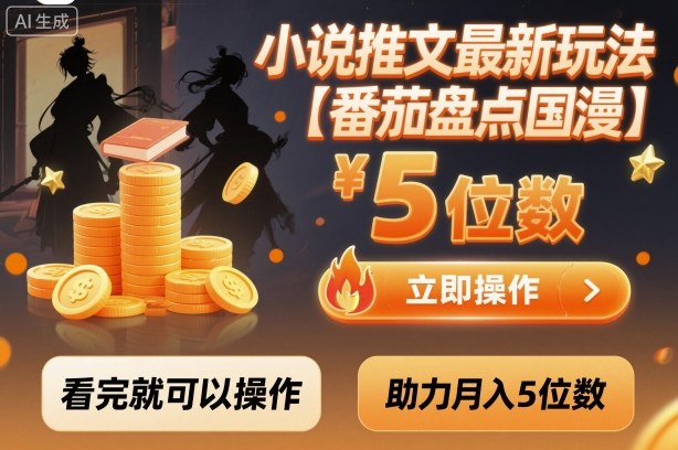 小说推文最新玩法，助力月入5位数【番茄盘点国漫】玩法，看完就可以操作-悟空知识星球