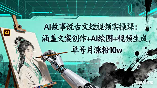 （16369期）AI故事说古文短视频实操课：涵盖文案创作+AI绘图+视频生成，单号月涨粉10w-悟空知识星球
