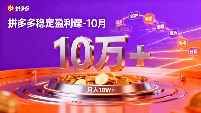 （16413期）拼多多稳定盈利课-10月，强付费SOP+微付费高投产+活动矩阵，单店月入10万+-悟空知识星球