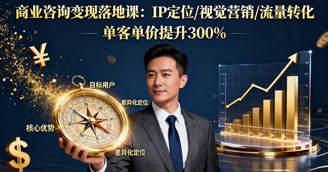 （16249期）商业咨询变现落地课：IP定位/视觉营销/流量转化，单客单价提升300%-悟空知识星球