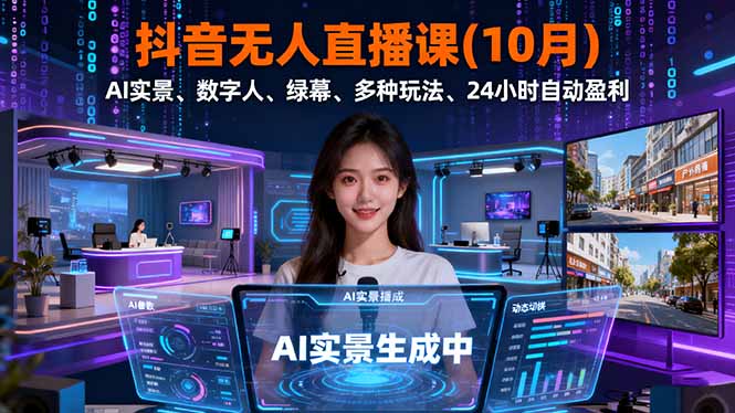 （16355期）抖音无人直播课(10月)，AI实景、数字人、绿幕、多种玩法、24小时自动盈利-悟空知识星球