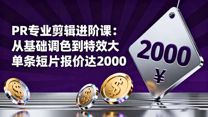 （16381期）PR专业剪辑进阶课：从基础调色到特效大片的进阶技能，单条短片报价达2000-悟空知识星球