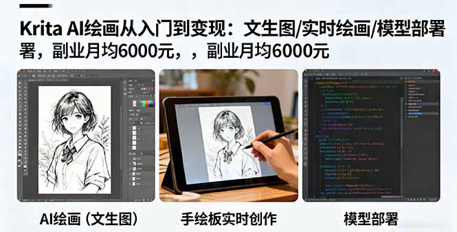（16222期）Krita AI绘画从入门到变现：文生图/实时绘画/模型部署，副业月均6000元-悟空知识星球