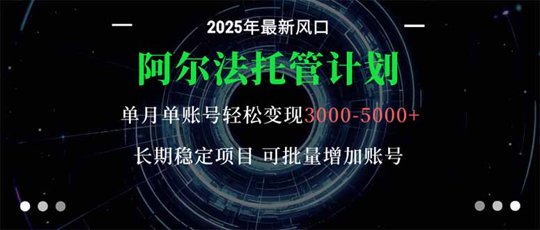 （16360期）阿尔法托管计划 单账号月入3000-5000，长期稳定项目，新手小白轻松上手。-悟空知识星球