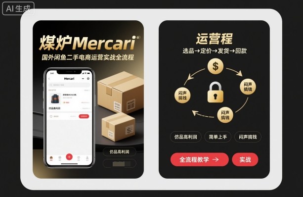 煤炉Mercari国外闲鱼二手电商运营实战全流程，仿品高利润，简单上手，闷声搞钱-悟空知识星球