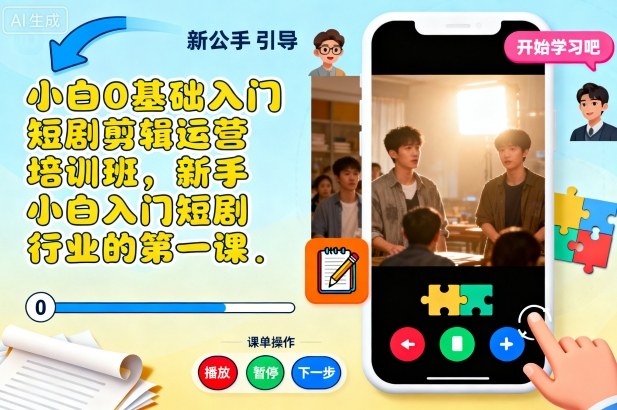 小白0基础入门短剧剪辑运营培训班，新手小白入门短剧行业的第一课-悟空知识星球