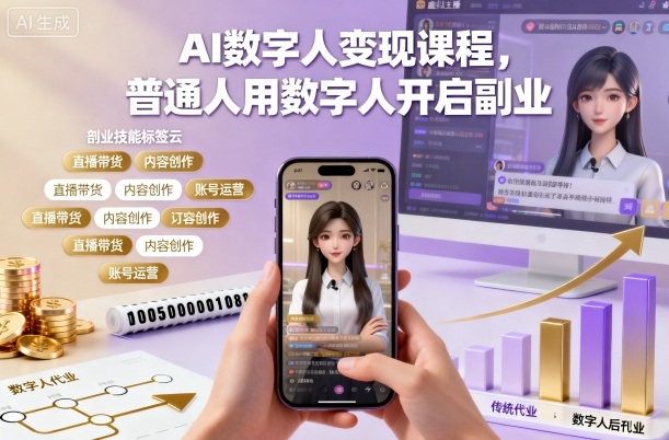 AI数字人变现课程，普通人用数字人开启副业-悟空知识星球