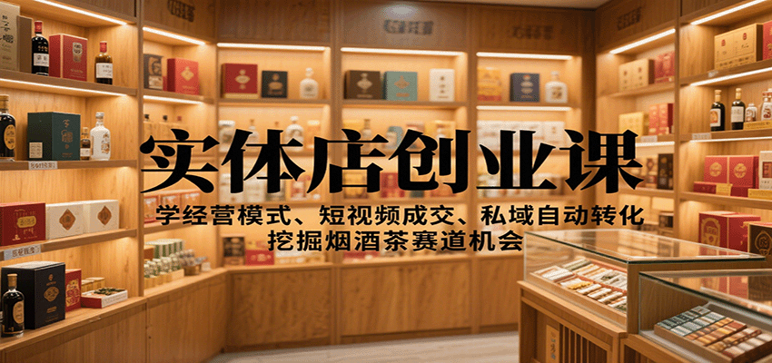 实体店创业课：学经营模式、短视频成交、私域自动转化，挖掘烟酒茶赛道机会-悟空知识星球