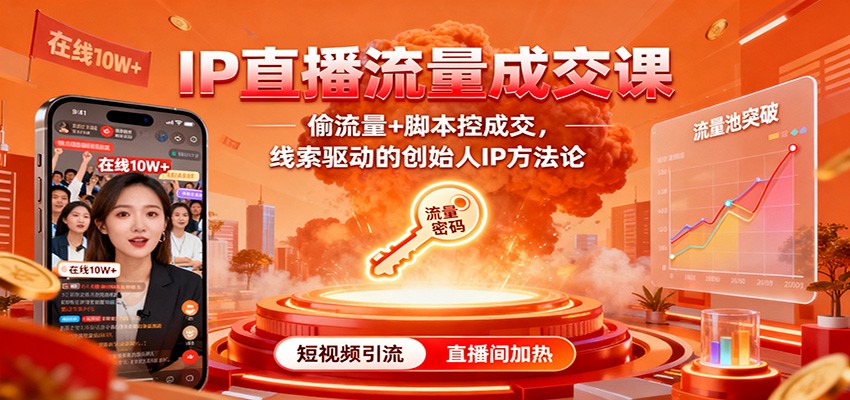 IP直播流量成交课：偷流量+脚本控成交，线索驱动的创始人IP方法论-悟空知识星球