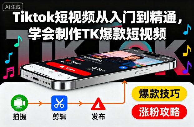 Tiktok短视频从入门到精通，学会制作TK爆款短视频-悟空知识星球